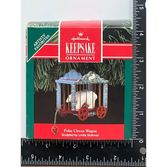 1991 HALLMARK KEEPSAKE ORNAMENT QX439-9 POLAR CIRCUS WAGON BY LINDA SICKMAN - Picture 1 of 8